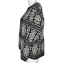 J.Jill  Sweater Womens Medium Black White Heart Fair Isle Wool Blend Casal Artsy Photo 3