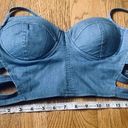 denim Cut Out Sides bustier Top Size M Blue Size M Photo 6