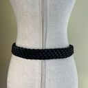 Buckle Black Vintage 80s 90s Braided Leather Belt Woven Wide  Waist Belt Size M/L Photo 2
