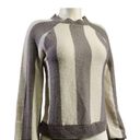 The Row Stone gray taupe and cream striped scoop neck light weight pullover sweater Photo 0