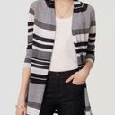 Loft  Stripe Open Long Cardigan Blue and White Large Photo 0