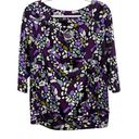 AB Studio  Women's Multicolor Abstract Print Pullover Top Blouse Size M Purple Photo 0