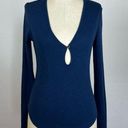 Free People  Indigo Ribbed Knit Long Sleeve Top Photo 1