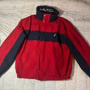 Nautica Vintage  Red/Navy Stripe Jacket w Logo on the Neck & Attached Hood Photo 0