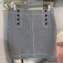 Talbots Petites Searsucker Skirt Navy Blue White Nautical Buttons Womens 12P Photo 8