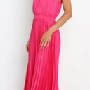 Petal and Pup  Dominique Hot Pink Satin Pleated Maxi Dress 6 Photo 7