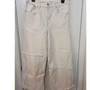 & Denim Women's High Waist Raw Cut Wide Leg Crop Pants White Light Wash Size 31 Photo 1