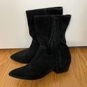 Rebecca Minkoff  black western suede leather point toe cowgirl fringe boots 8.5 Photo 1