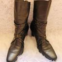 Brighton  Heeled Boots 7.5 Risque Leather Mid-Calf Alligator Pewter Silver Photo 6