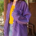 POL Purple Corduroy Shacket Button Up Jacket MEDIUM Oversize Balloon Sleeves  NEW Photo 4