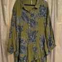 Free People  Shake It Olive Green Black Floral Long Sleeve Mini Dress Large Photo 0