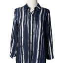 Habitat  Clothes to Live In Button Up Blouse Blue Striped‎ Collar Women's Size XS Photo 0