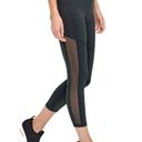 DKNY New  Mesh Side Logo Waistband Leggings High Rise 7/8 Length Black Photo 0