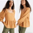 Madewell Lightspun Millbrook Puff-Sleeve Peplum Top in Windowpane Photo 0