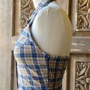 Arizona Jean Company Arizona Blue Tan Plaid Button Up Halter Top Size Small Photo 4