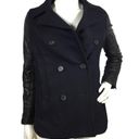 All Saints Zaskia Pea Coat Navy Wool Black Leather
Sleeves Double Breasted Photo 2