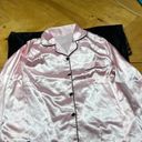 long sleeve & short PJ set. Pink w black trim. silky, smooth, pajama set! Size M Photo 1