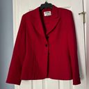 Kasper long sleeve Red Blazer has shoulder pads is a size 6. Photo 0