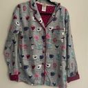 Munki Munki Grey Coffee Cup Themed Long Sleeve Collared Pajama Top Photo 0