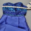 Madison James  Women Dress Size 0 Juniors Blue Elegant Maxi Gown Sultry Strapless Photo 3