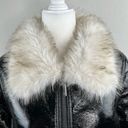 Unreal Fur Wet Look Aviator Biker Jacket Faux Leather & Fur Black Size Small NWT Photo 5