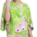 Trina Turk  La Palma Green Floral Print Tunic Swim Coverup Mini Dress Size Small Photo 0