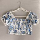 Mango  | Puff Sleeve Corset Detail Crop Top in Floral | Size: 4 Photo 7