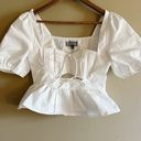 4S13NNA NWT White Peplum Crop Top Photo 0