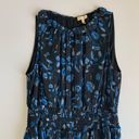 Rebecca Taylor  Kyoto Sleeveless Black & Blue Floral Print Metallic Smocked Dress Photo 1