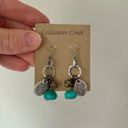 Coldwater Creek Pinecone Charm Earrings Blue Stone Silver Tone Western Folk Country Photo 1