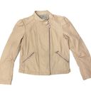 Rebecca Taylor  Womens Lamb Leather Moto Jacket Full Zip Long Sleeve Nude Cream 2 Photo 1