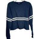 Brandy Melville  Cropped Sweatshirt Navy Blue White Stripe John Galt OS Photo 1