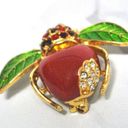 Joan Rivers NEW  Big Red APPLE BEE PIN Bug Brooch Pave Crystal Rhinestones Enamel Photo 5