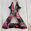 Kate Spade  Black and Pink Rose Floral Block Heel Pumps with Bow Size 6.5M Photo 5