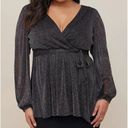 Torrid  Knit Glitter Lurex Surplice Peplum Top Size 4X NWT Photo 1