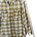 Pilcro  Anthropologie Blouse Womens S Yellow Plaid Blue Stitched Button Up Shirt Photo 9