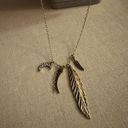 American Eagle Vintage  Long chain with silver feather, crystal moon, and horn Photo 2