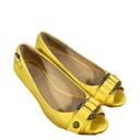 Frye  Yellow Leather Buckle Detail Peep Toe Wedges Women SZ 6 Photo 12