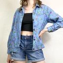 Vintage Blue  Floral Button Up Jean Shacket Jacket Photo 0