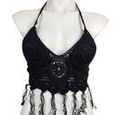 Boutique crochet fringe black halter bikini festival top new one size Size undefined Photo 0