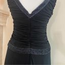 Laundry by Shelli Segal  Black Ruched Beaded Women Size 4 Formal Maxi Dress Gown Photo 4