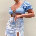 Beginning Boutique Laura Mini Skirt in Tie Dye Denim Photo 1