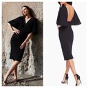 Dress the Population  Louisa Flutter-Sleeve Dress Medium Black Cocktail Modest Photo 12