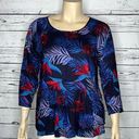 Roxy  Size XL Tropical Print - Embroidered Keyhole Peplum Hemline Top Photo 0