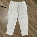 Lou & grey  Women’s Size L 100% Linen Striped Ankle Cropped High Rise Pants N204 Photo 1