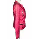 Miss Sixty Womens  M60 Hot Pink Faux Leather Distressed Motorcycle Jacket Size M Photo 3