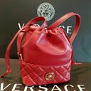 Versace  Crossbody Bucket Mini Purse Red Lambskin Leather Medusa Head Medallion Photo 0