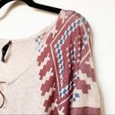 Mono B Aztec Print Poncho Pullover Top One Size Tan Size M Photo 1