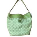 Liz Claiborne  Purse Lime Green Heritage Fabric Faux‎ Croc Shoulder Bag Photo 0