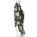 Oak + Fort  Shirt Womens Medium Black Cream Floral Flowers Ruched Tie Front Bloom Photo 1